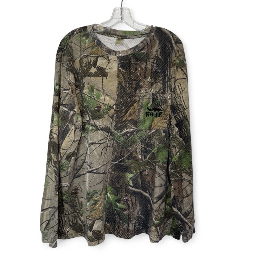 Vintage Liberty NWTF Realtree APG Mesh Hunting Shirt Mens XL Camo Long Sleeve